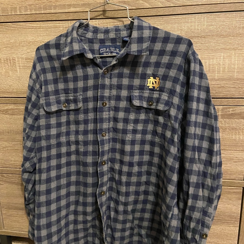 VINTAGE Notre Dame Flannel Shirt Size Large